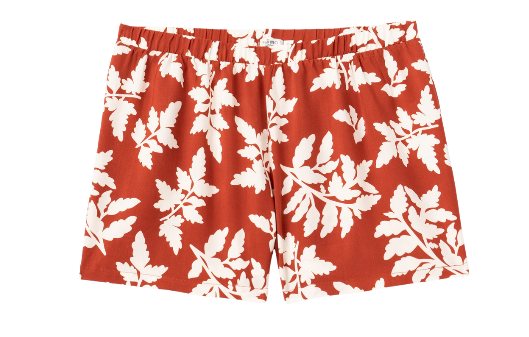 Short de bain Gémo imprimé feuilles blanches rouille